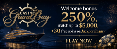 Welcome bonus 250%, match up to $5,000, plus 30 free spins on Jackpot Shanty