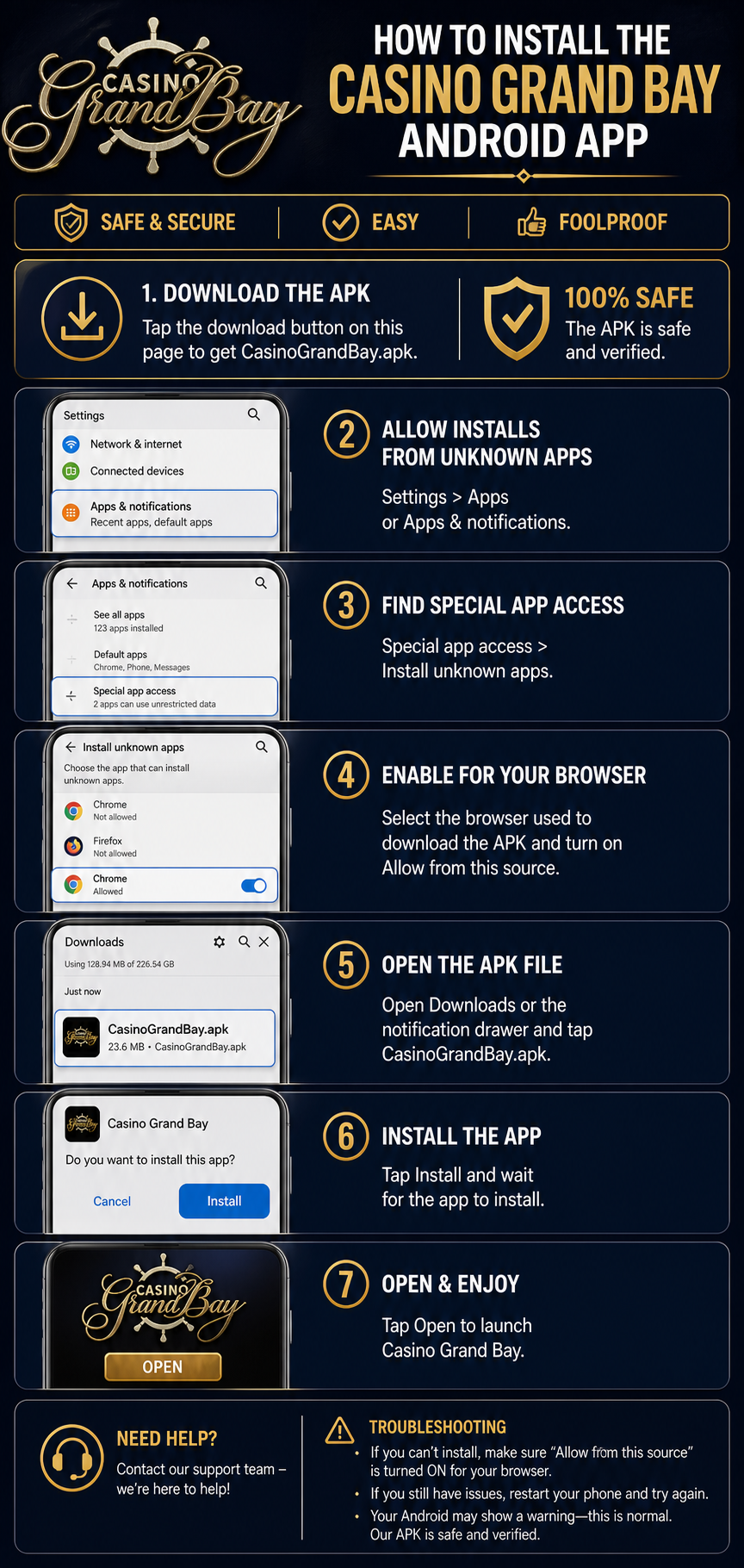 How to install the Casino Grand Bay Android app