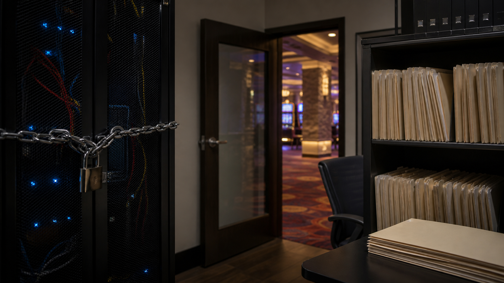 Unbranded casino cybersecurity review with protected records and court documents