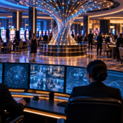 Editorial illustration about casino operations technology, United States casino and gambling news, and source documents