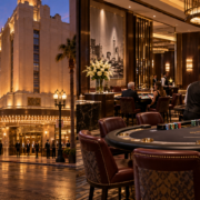 Editorial illustration of the Golden Gate casino in downtown Las Vegas and a new high-limit gaming area