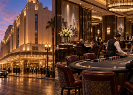 Editorial illustration of the Golden Gate casino in downtown Las Vegas and a new high-limit gaming area